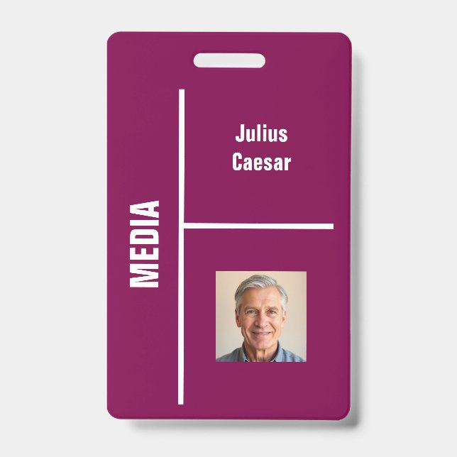 Maroon Minimal Media Event ID Badge (Front)