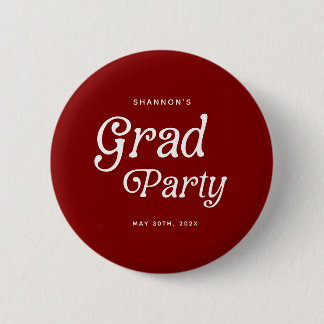 Maroon Minimal Retro Graduation Button