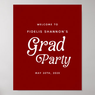 Maroon Minimal Retro Graduation Welcome Sign