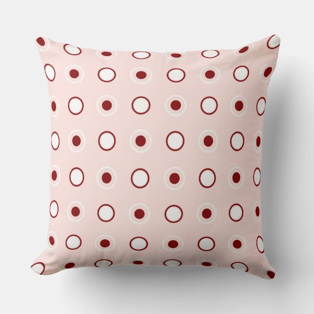 Maroon, Misty Rose and white dots Cushion (Front)