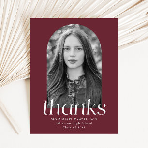 Maroon Modern Minimalist Graduation Thank You Postcard