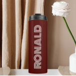 Maroon Modern Typography Personalised Thermal Tumbler<br><div class="desc">Keep hot beverages hot and cold beverages cold with this thermal,  insulated thermal tumbler that is a maroon colour along with name printed in white,  modern  typography. Edit your thermal tumbler and replace name with desired name. Perfect for a birthday gift,  wedding groomsman gift,  etc.</div>