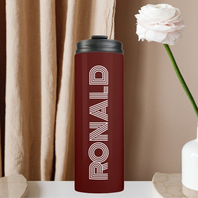 Maroon Modern Typography Personalised Thermal Tumbler (In Situ)