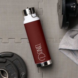 Maroon Modern Typography Personalised Water Bottle