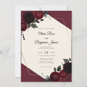 Maroon Moody Dahlia Wedding Invitation