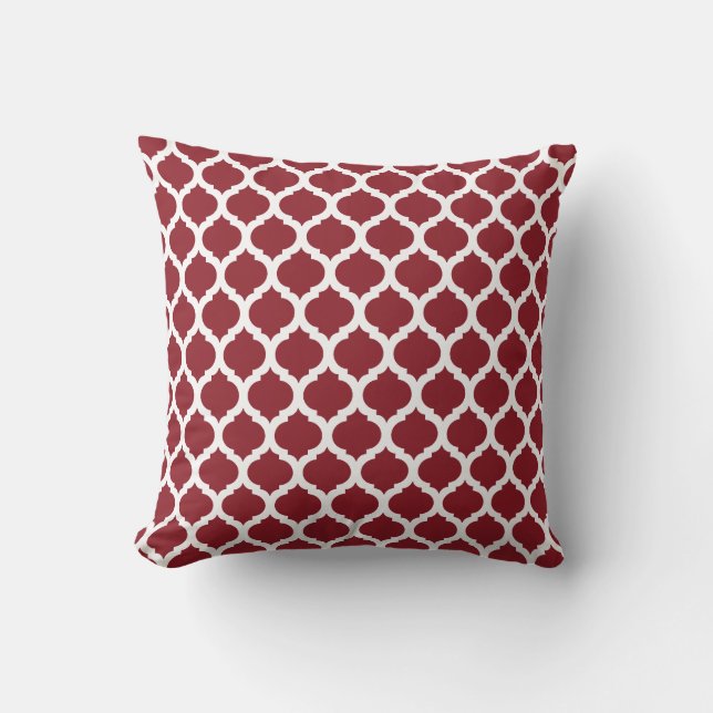 Maroon Moroccan Pattern Throw Pillow (Front)