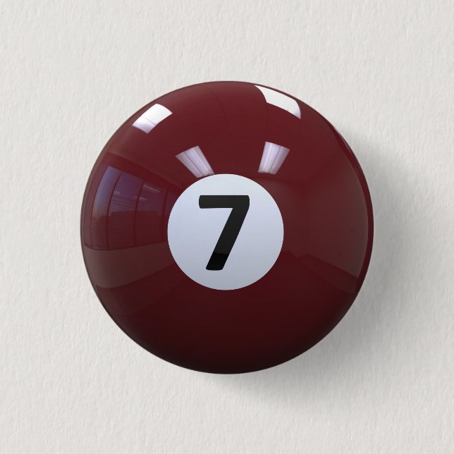 Maroon No. 7 Billiard Pool Ball 3 Cm Round Badge (Front)