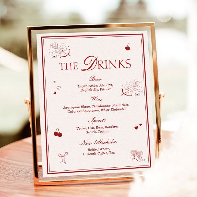Maroon Opera Wedding Bar Drinks Menu Poster (Creator Uploaded)