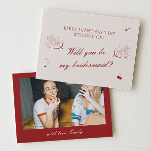 Maroon Opera Wedding Bridesmaid Proposal Card