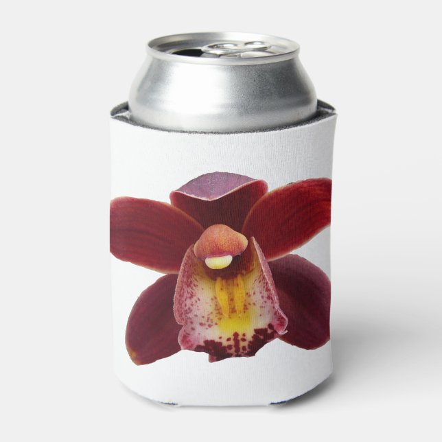 Maroon Orchids I Beautiful Red Floral Can Cooler (Can Front)
