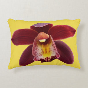 Maroon Orchids I Beautiful Red Floral Decorative Cushion