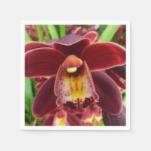 Maroon Orchids I Beautiful Red Floral Napkin
