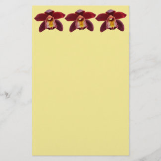 Maroon Orchids I Beautiful Red Floral Stationery