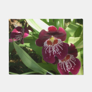 Maroon Orchids II Elegant Floral Doormat