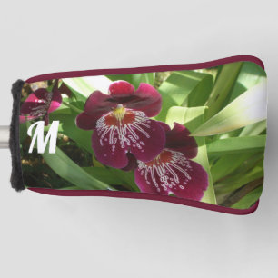Maroon Orchids II Elegant Floral Golf Head Cover