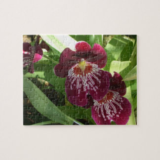 Maroon Orchids II Elegant Floral Jigsaw Puzzle