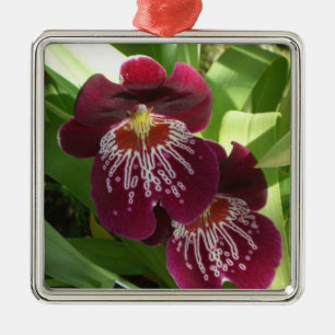 Maroon Orchids II Elegant Floral Metal Tree Decoration