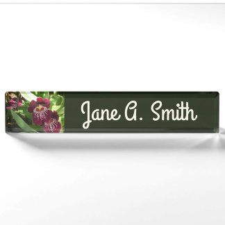Maroon Orchids II Elegant Floral Nameplate