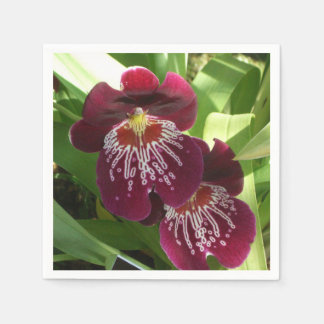 Maroon Orchids II Elegant Floral Napkin