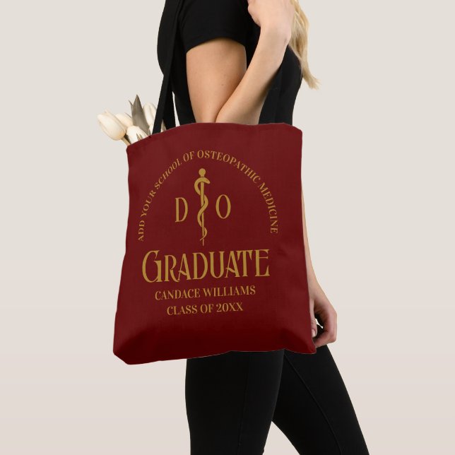 Maroon Osteopathic Medical School Graduation Gift Tote Bag (Close Up)