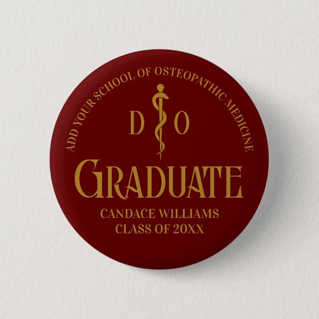 Maroon Osteopathic Medical School Graduation Party 6 Cm Round Badge (Front)