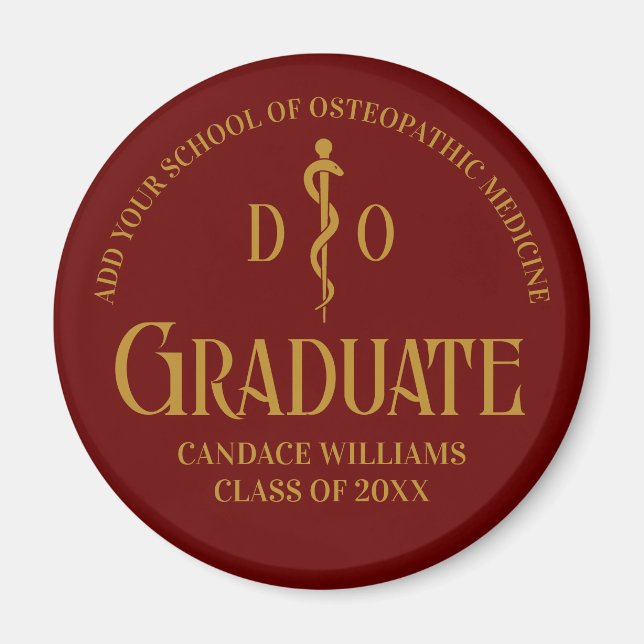 Maroon Osteopathic Medical School Graduation Party Magnet (Front)