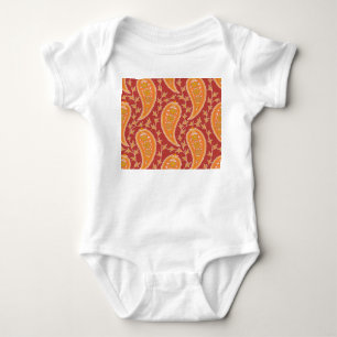 Maroon Paisley: Turkish Cucumber Ornament. Baby Bodysuit