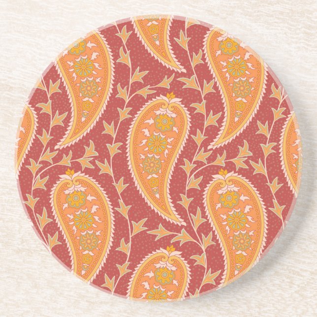 Maroon Paisley: Turkish Cucumber Ornament. Coaster (Front)