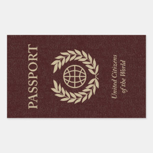 maroon passport rectangular sticker