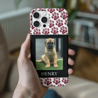 Maroon Paw Print Dog Photo Case