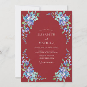 Maroon Periwinkle Painted Wedding Invitation