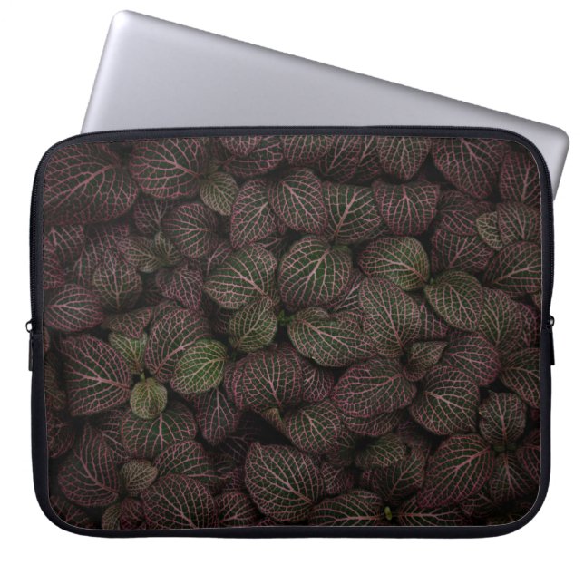 Maroon petaled flower laptop sleeve (Front)
