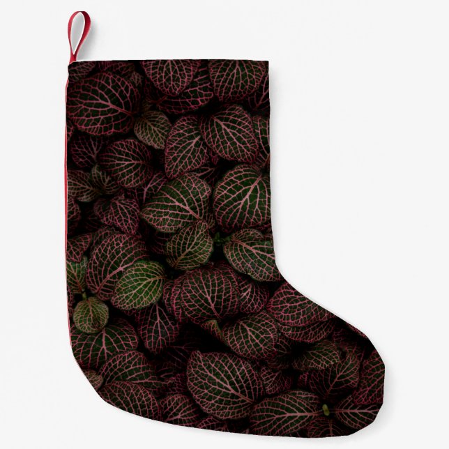 MAROON PETALED FLOWER SMALL CHRISTMAS STOCKING (Front)