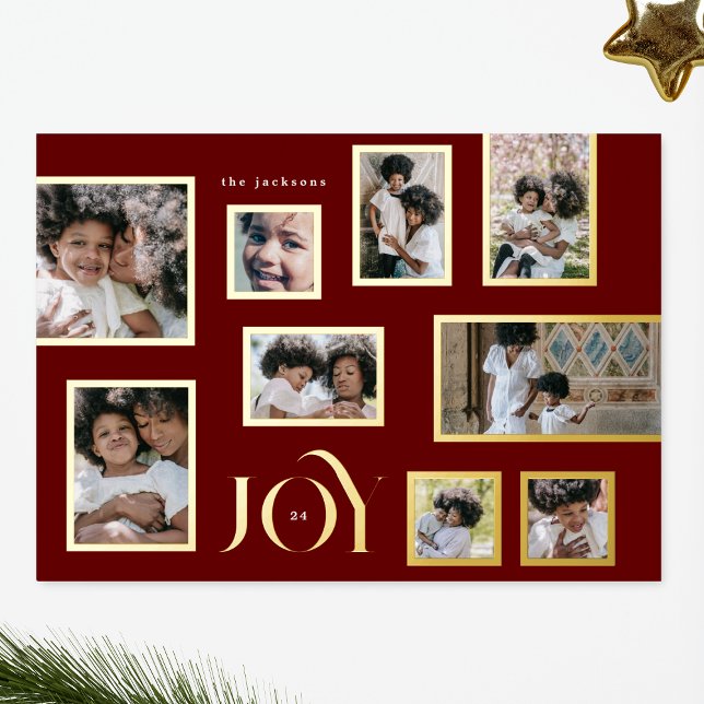 Maroon Photo GOLD Frames Collage Modern JOY (Creator Uploaded)