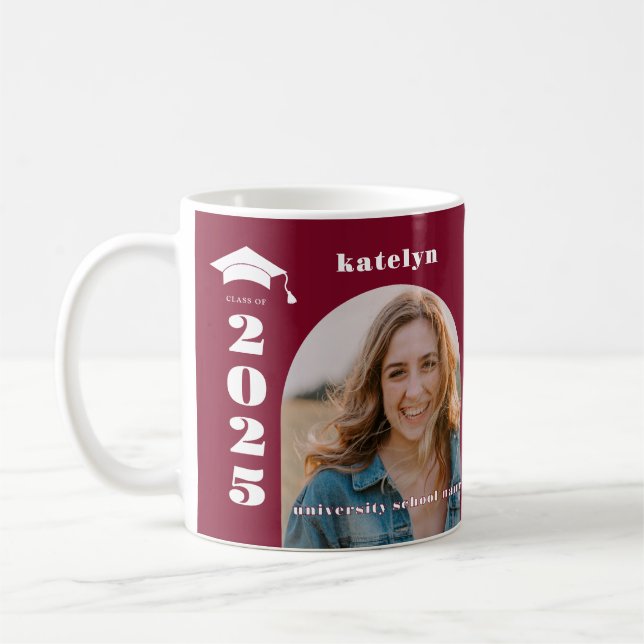 Maroon Photo Graduation Coffee Mug (Left)