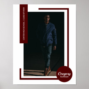 Maroon Photo Modern Graduation Poster