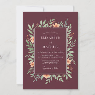 Maroon Picturesque Autumnal Wedding Invitation