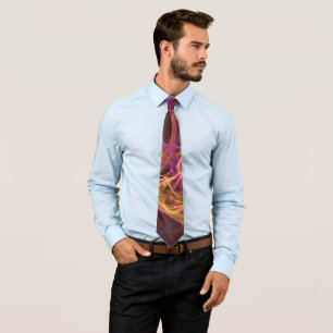 Maroon, Pink and Yellow Abstract Necktie