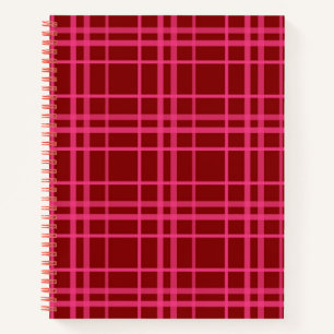 Maroon Pink Check Grid Plaid Design Notebook