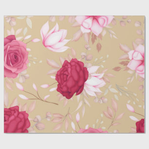 maroon pink floral wrapping paper
