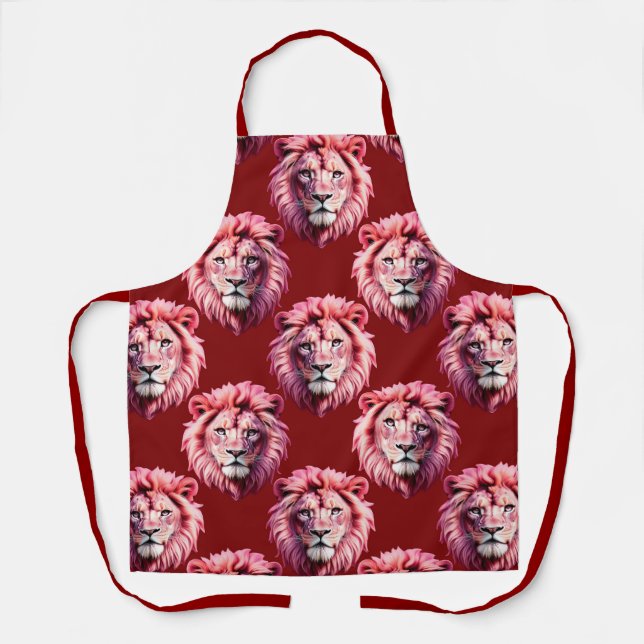 Maroon Pink Lion Head Design  Apron (Front)