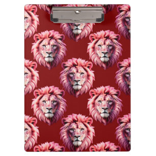 Maroon Pink Lion Head Design Clipboard