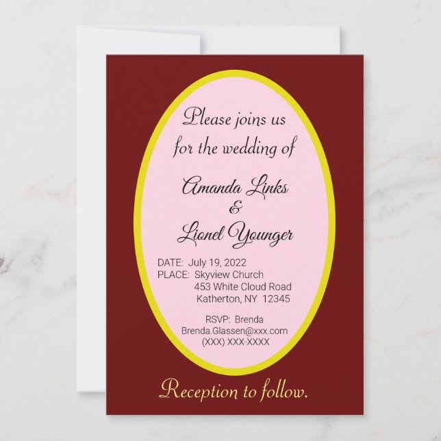 Maroon & Pink Window Wedding Invitation (Front)