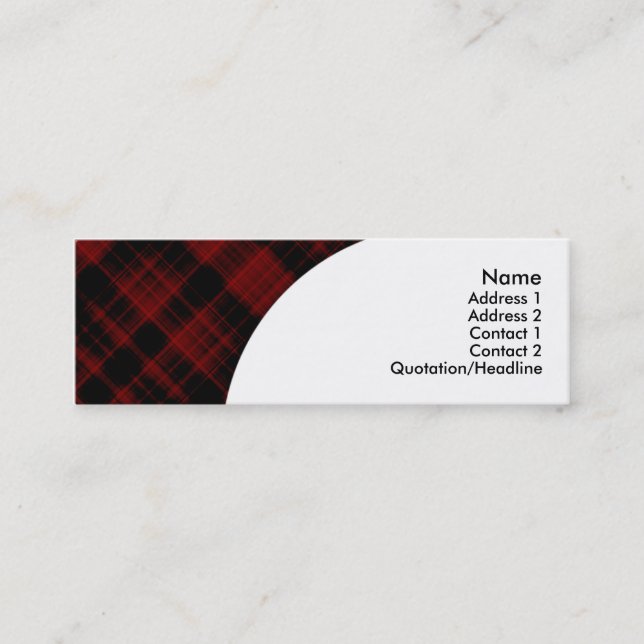 maroon plaid mini business card (Front)
