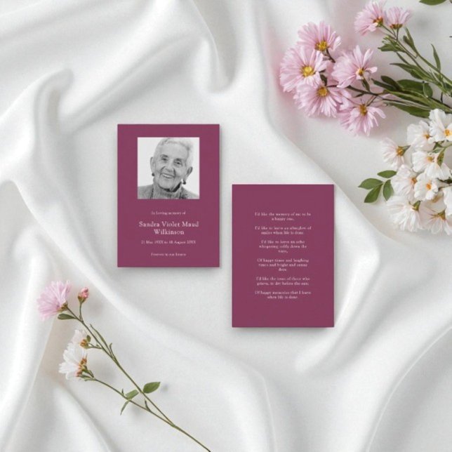 Maroon Poem Funeral Sympathy Note Card (Creator Uploaded)