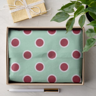 Maroon Polka Dots on Mint Green Tissue Paper