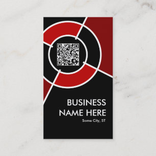 maroon QR code and logo target Business Card