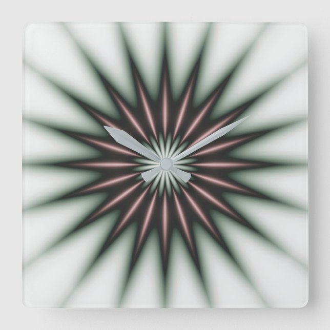 Maroon Radiant Pattern Square Wall Clock (Front)