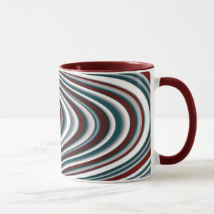 Maroon Red and Teal Blue Abstract Curvy Shapes Mug