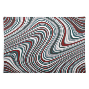 Maroon Red and Teal Blue Abstract Curvy Shapes Placemat